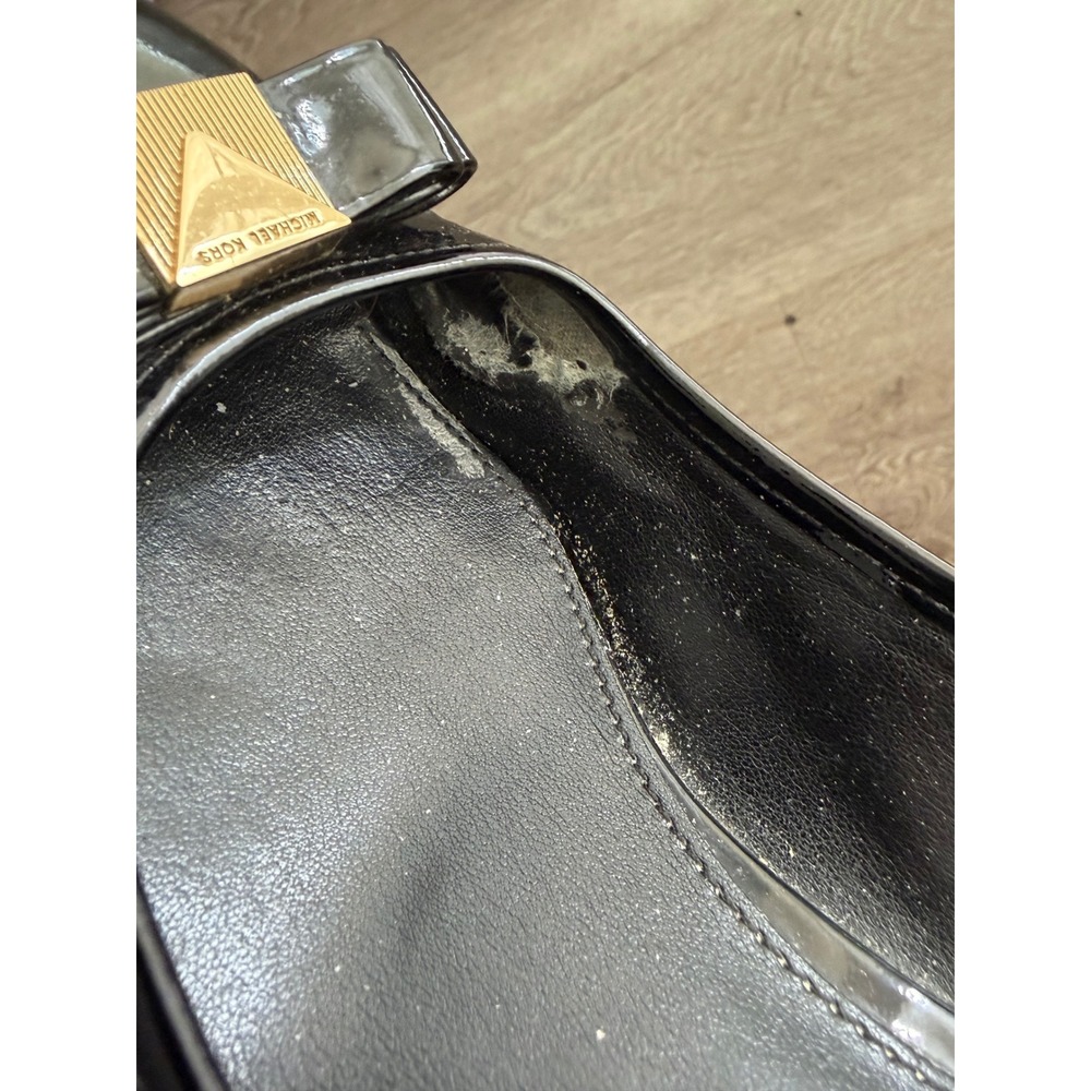 Michael Kors Black Patent Leather Bow Block Heel Pumps Size 8.5M - Picture 7 of 7